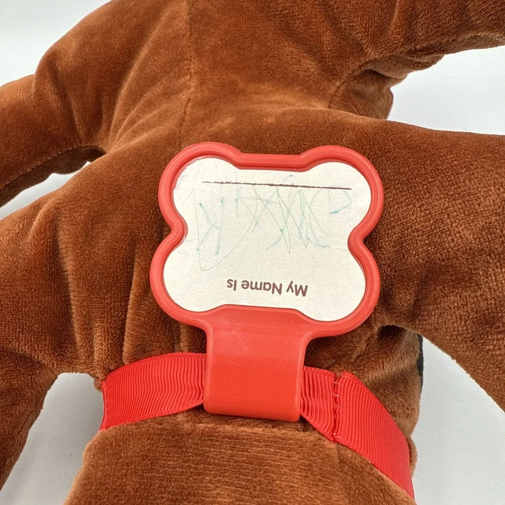 Pound Puppy Plush Dog Brown Black Spots Red Collar Long Ears 2019